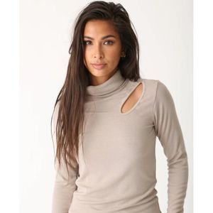 6. NEW Electric and Rose Vanessa Rib Cutout Turtleneck in Taupe